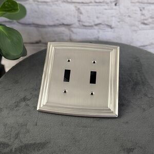 Liberty Emery Brushed Nickel Two Toggle Switch Plate Light Cover 2 Gang Hampton